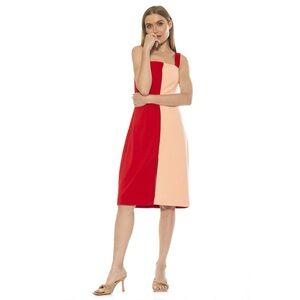 knee length dresses for ladies Alexia Admor Women's Novi V Neck Draped Sleeve Midi Dress, Red, Xs